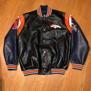 Denver Broncos Faux Leather G-III Button Up Jacket ADULT XL